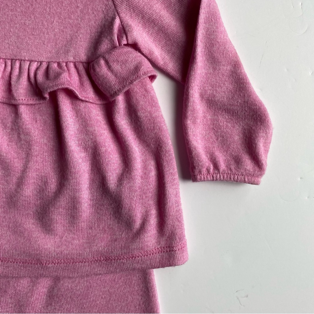 Girls 2 Piece Set Size 18 Months Outfit Sweater Leggings Pink Knit Ruffle shirt - Picture 6 of 9
